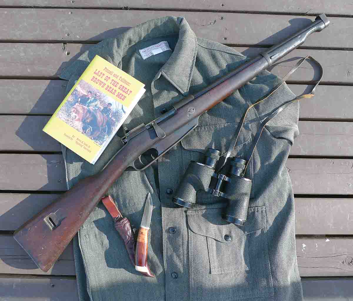 The famous Kodiak guide Bill Pinnel’s surplus M-88 commission 8mm rifle that he used on Kodiak bears until re- placing the M-88 with a Winchester Model 70 .375 H&H.